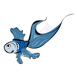 蓝鱼定型草图图片