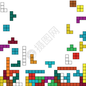 俄罗斯方块游戏带有方形设计的彩色背景背景