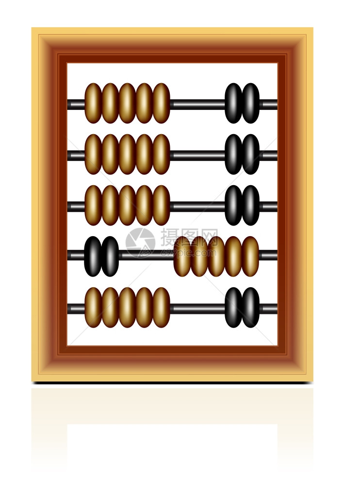 白色背景上孤立的木形算盘图片