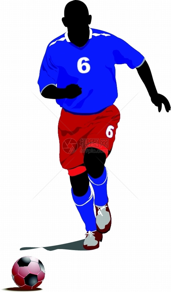 足球玩家设计师的彩色矢量插图图片