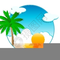 海滩棕榈树插图图片