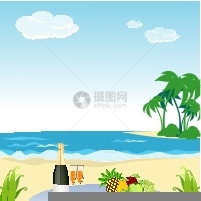 海滩棕榈树插图图片