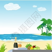 海滩棕榈树插图图片