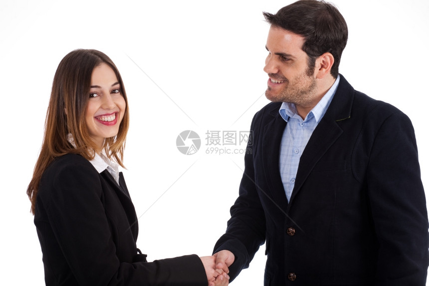 生意人欢迎女握着白脸的手图片