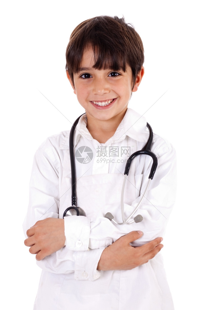 小男孩身穿医生大衣图片