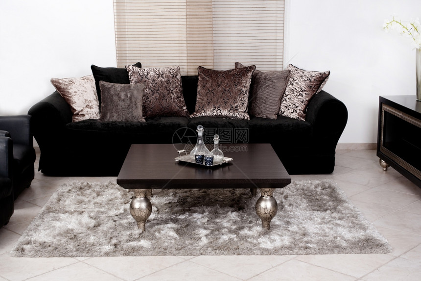 现代黑色布沙发客厅图片