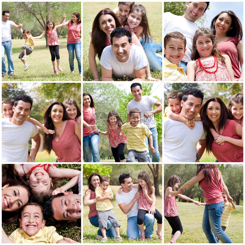 幸福的家庭在公园里享受快乐户外图片