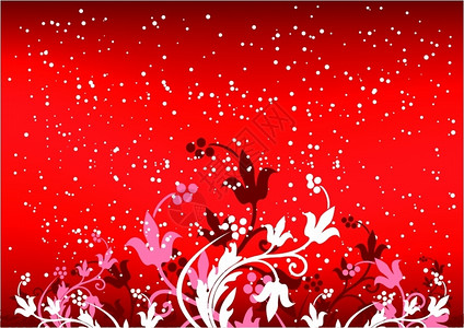 带有红色片和鲜花的冬地背景图片