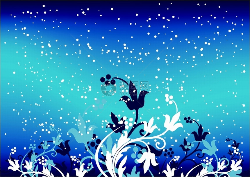 带有蓝色片和鲜花的冬地图片