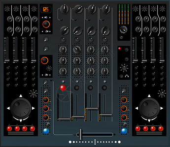 DJ混音器表格白背景上的孤立和分组对象背景图片