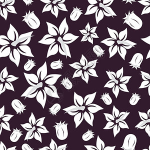 黑色复古无缝矢量花卉图案设计元素图片