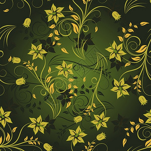 绿色复古无缝矢量花卉图案设计元素图片