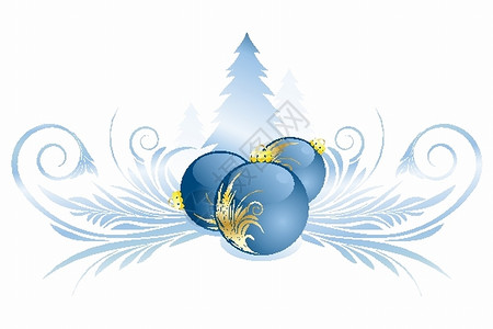 配有圣诞球和树的矢量装饰背景图片