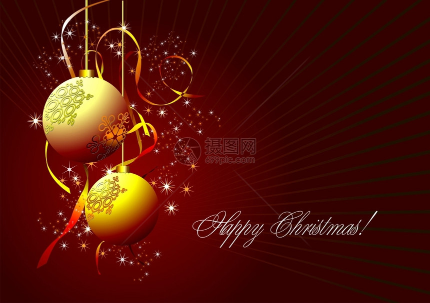 圣诞节新年闪光卡和金球图片