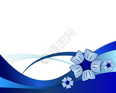 蓝色色矢量花卉图案图片