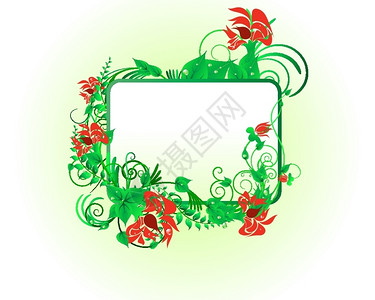 绿色矢量花卉图案框架模板图片