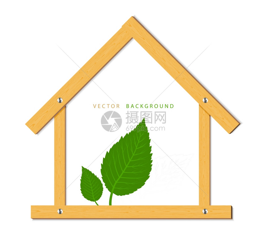 白木屋和绿叶图片
