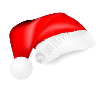 红色圣诞老人帽子带有拼贴图的阴影矢量插图图片
