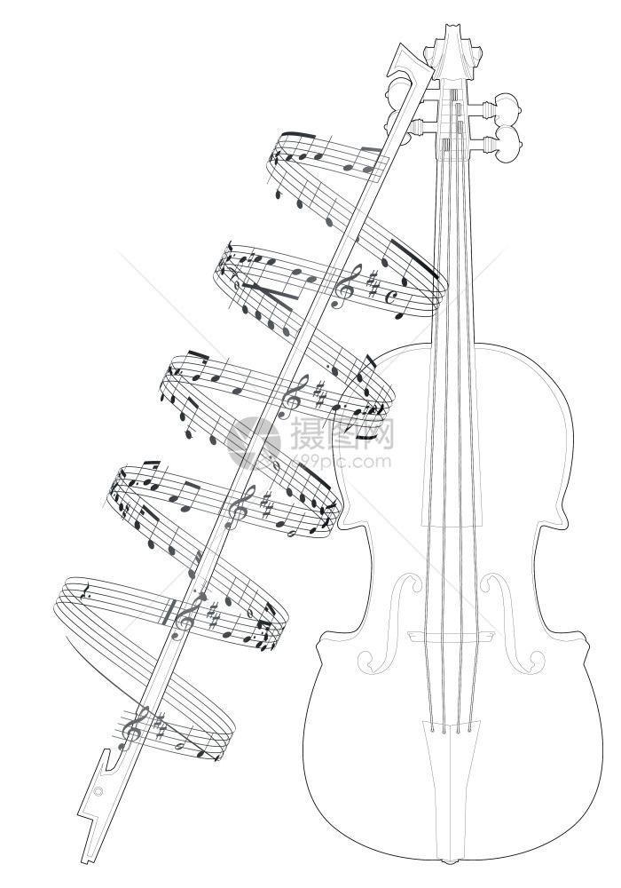 带注释的矢量插图小提琴图片