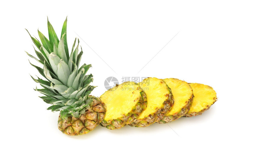 白背景上的切开ananas图片
