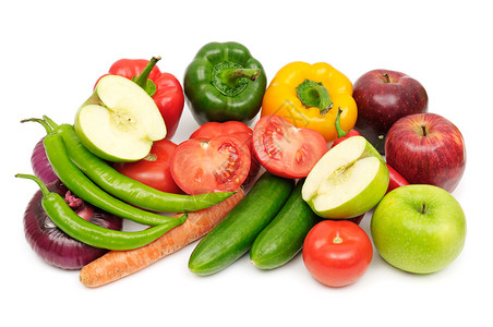 新鲜的水果和蔬菜背景图片