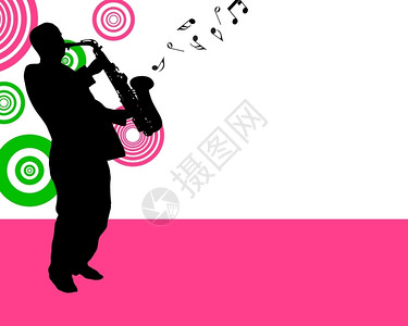 Jazzsaxphonist主题设计用途的矢量插图图片