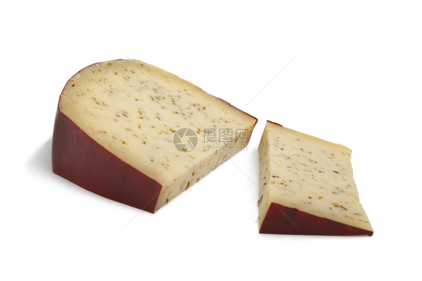 白底的Leidencumin奶酪图片