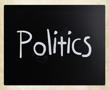 政治这个词手写白色粉笔在黑板上图片