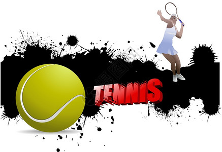 配有网球和玩家的格龙网球海报图片