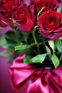 花瓶中的红玫瑰束高清图片