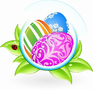 树Easter蛋和树叶图片