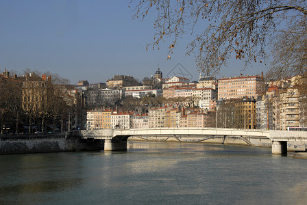 法国里昂萨河景象背景图片