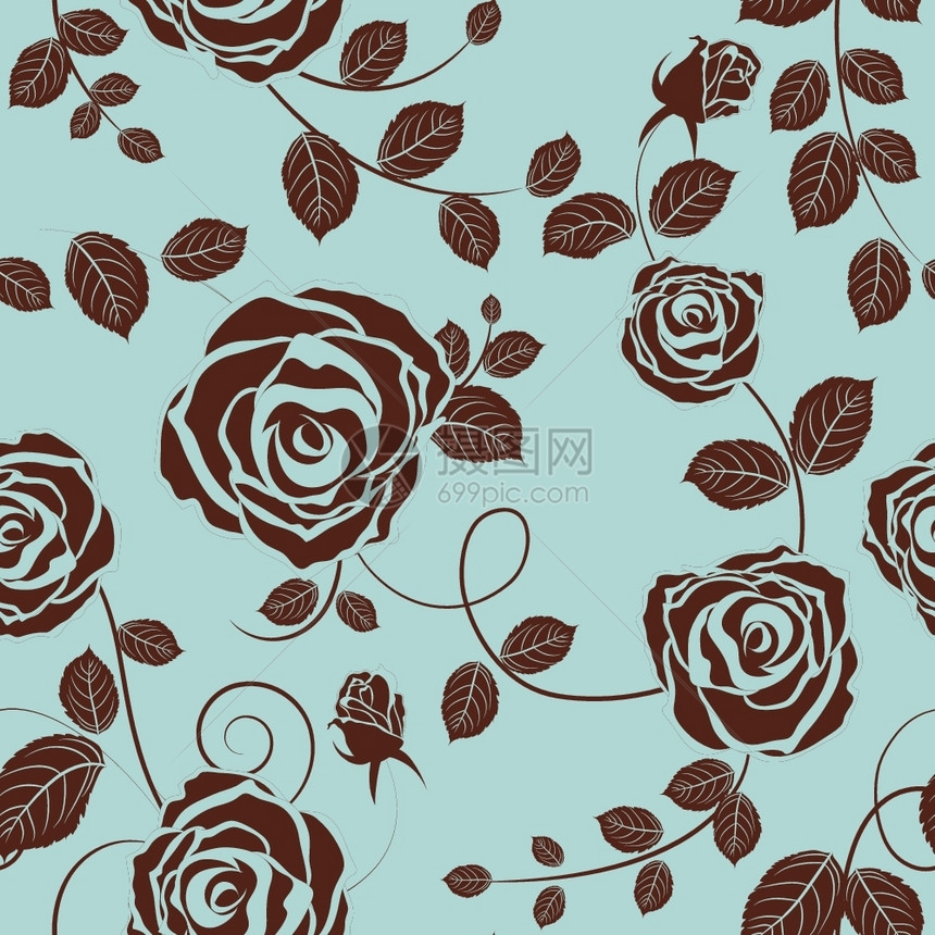 复古无缝矢量花卉图案设计背景图片