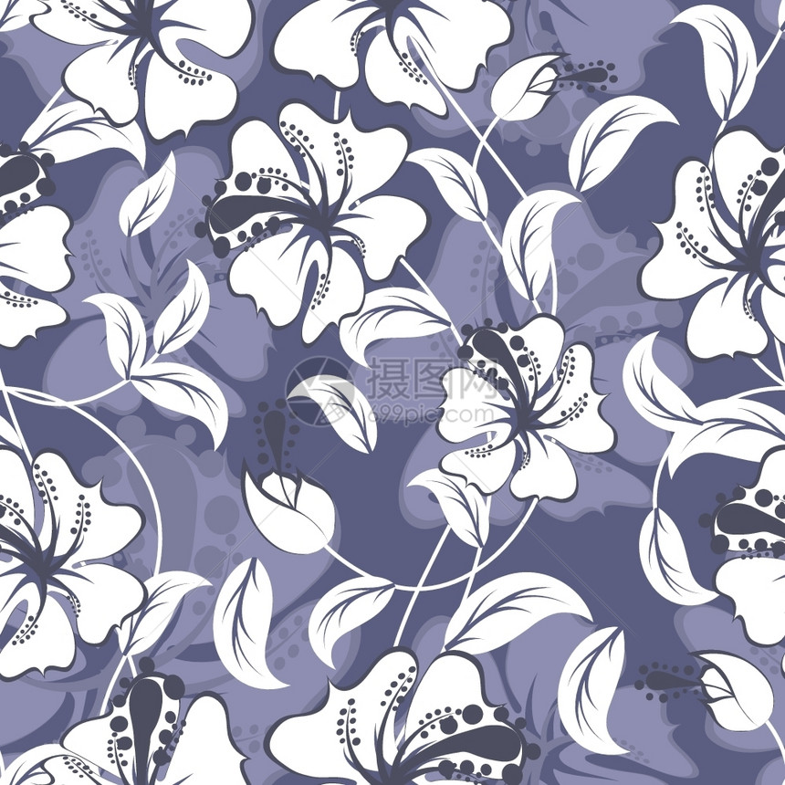 紫色无缝矢量花卉图案设计背景图片