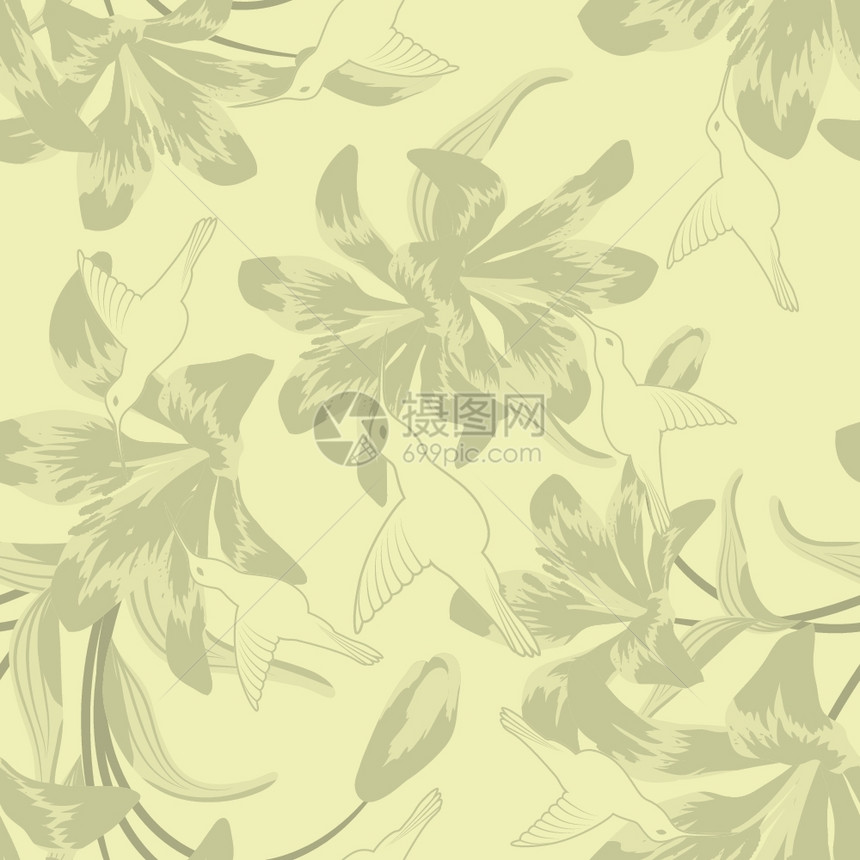 米色复古无缝矢量花朵图案矢量设计元素背景图片