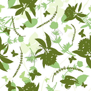 绿色复古无缝矢量花朵图案矢量设计元素背景图片