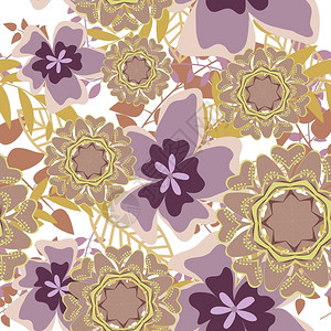 紫色复古无缝花卉图案矢量设计背景模板图片