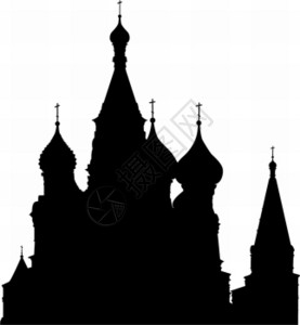 红教堂StBasilsCathedral双影俄罗斯莫科红广场矢量插图插画