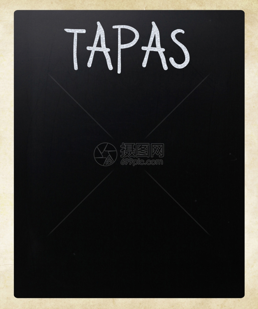 Tapas手写黑板上白粉笔图片