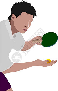 打乒乓球的男孩插画