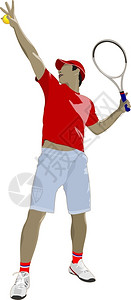 网球玩家设计师的彩色矢量插图图片