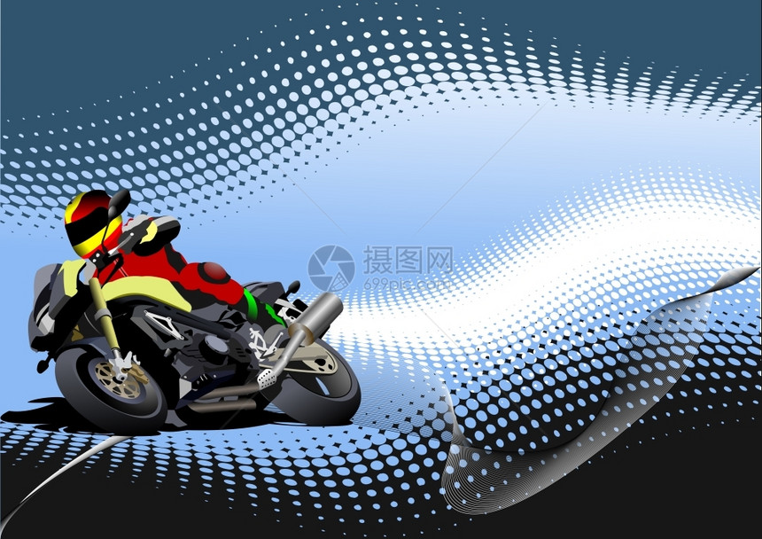 具有摩托车图象的概要背景铁马矢量插图图片