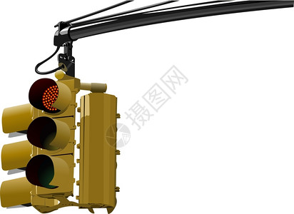 铁路信号灯信号黄色交通灯红信号黄绿插画