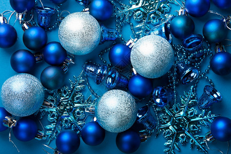 蓝色圣诞节装饰图片