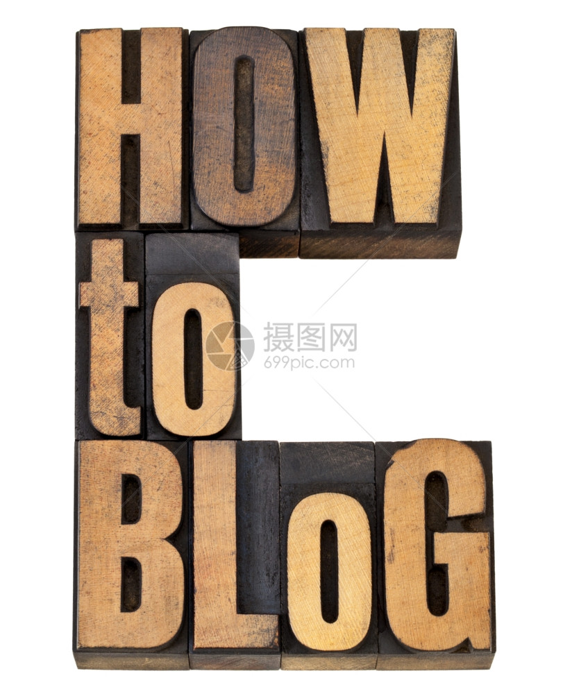 如何在博客上提供建议以老式纸质印刷木头类型提供的孤立文本图片