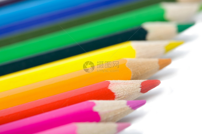 分离的彩色铅笔线图片
