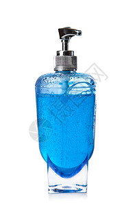 以透明隔热瓶绝的透明子里蓝色液体肥皂图片
