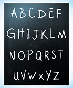 手写英文愚人节完整英文字母手写黑板上有白粉笔背景