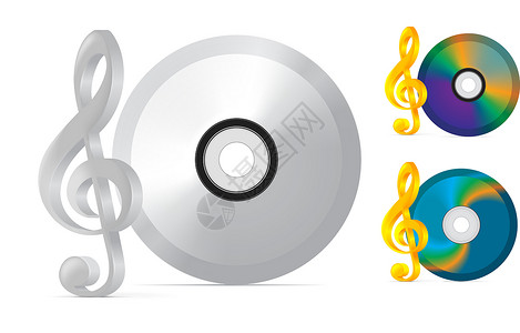 音乐素材带字白色背景上带有三字剪片的CD盘背景