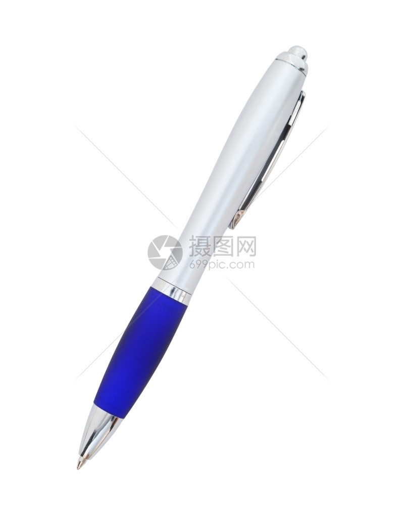 Ballpoint钢笔在白背景上隔离笔图片